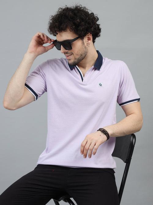Lilac V-Neck Polo T-Shirt
