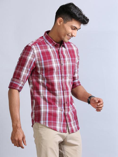 Wale Quadrey Red Wine Checks Shirt