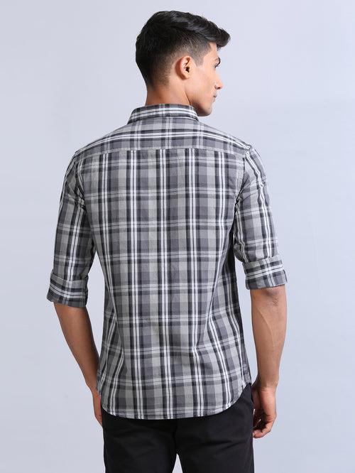 Wale Quadrey Ash Grey Checks Shirt