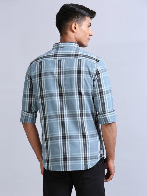 Wale Quadrey Pastel Blue Checks Shirt