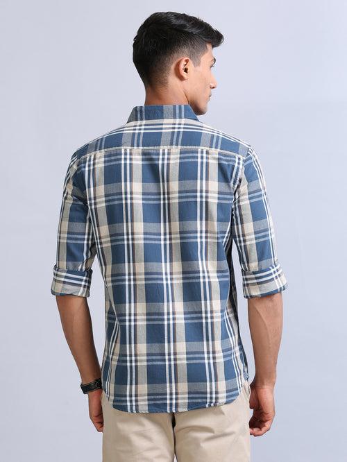 Wale Quadrey Teal Blue Checks Shirt