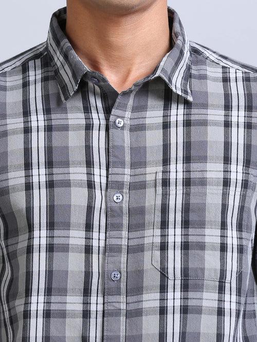 Wale Quadrey Ash Grey Checks Shirt