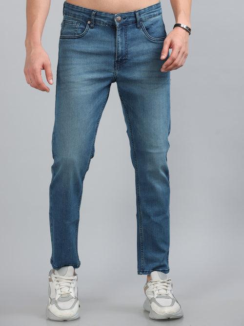 Pebble Blue Solid Slim Fit Jeans