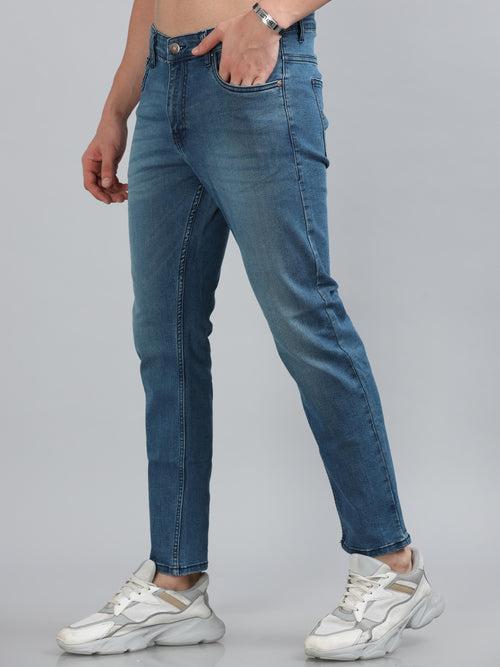 Pebble Blue Solid Slim Fit Jeans