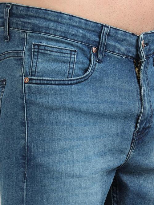Pebble Blue Solid Slim Fit Jeans