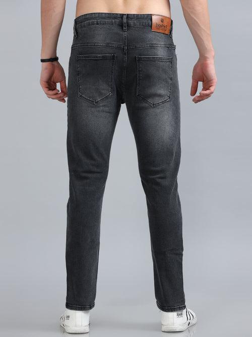 Charcoal Grey Solid Slim Fit Jeans