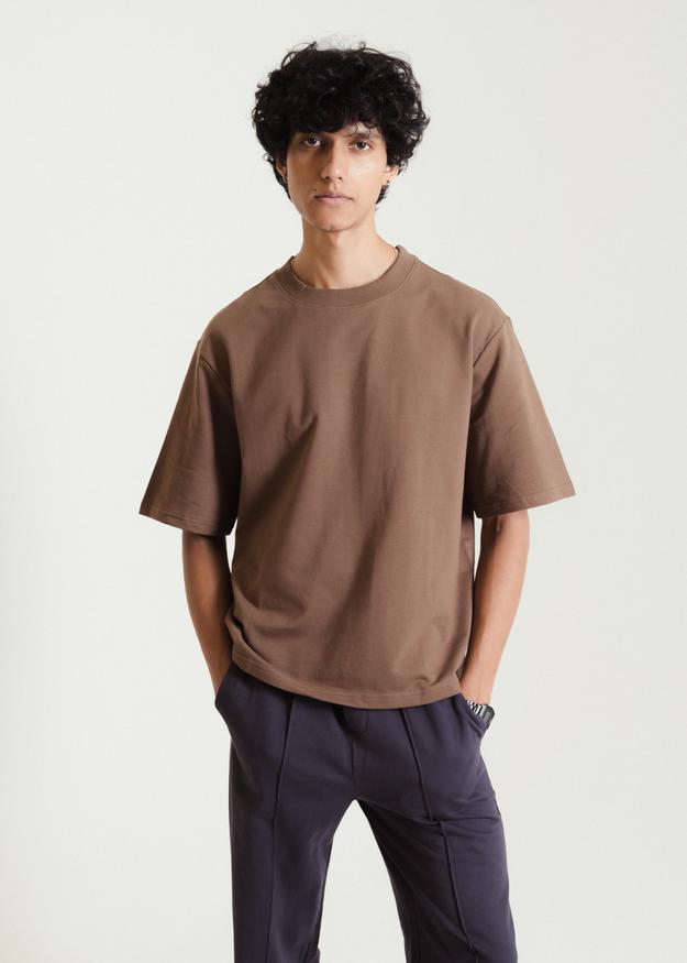 Brown — Heavy Weight Cropped (Box Fit) T-shirt