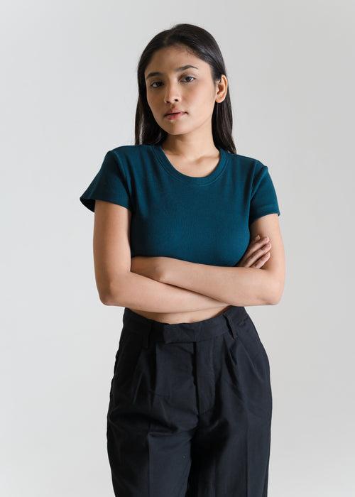 Deep Teal — Sculpt Crop Top