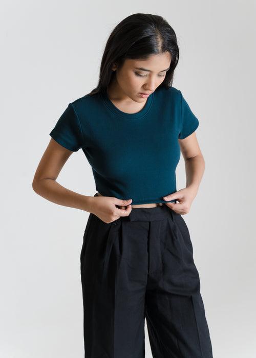 Deep Teal — Sculpt Crop Top