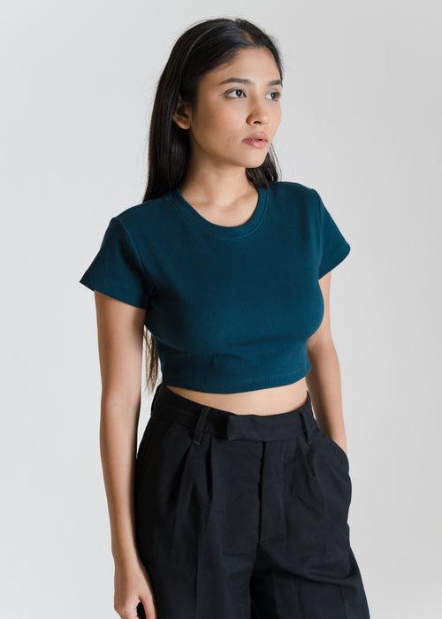 Deep Teal — Sculpt Crop Top