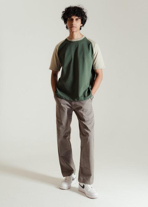 Green & Khaki — Relaxed Fit Raglan T-shirt