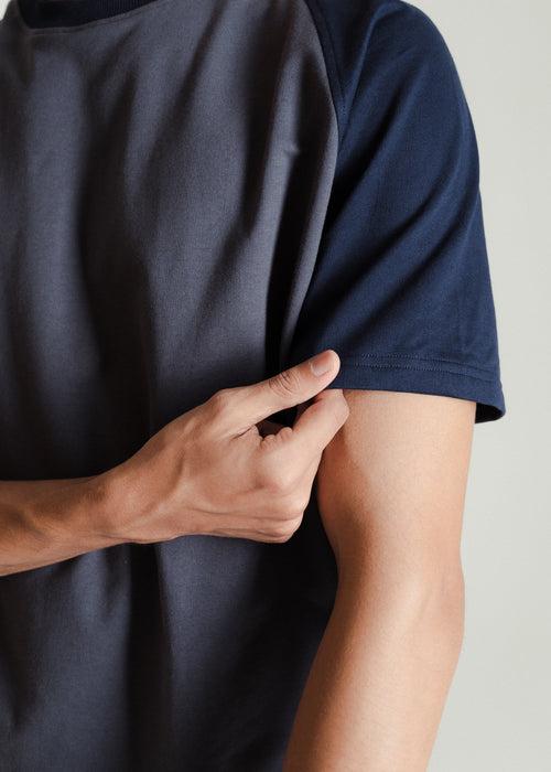 Dark Grey & Navy Blue — Relaxed Fit Raglan T-shirt