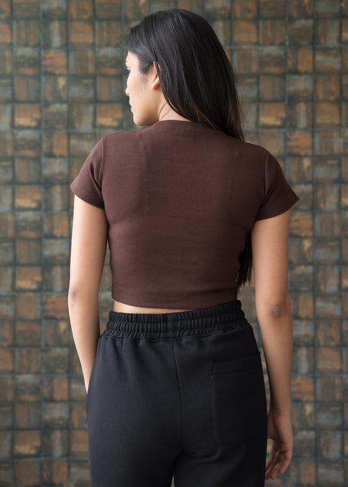 Brown — Sculpt Crop Top