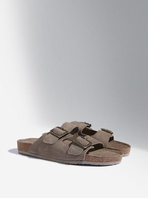 SOLEPLAY Taupe Dual Strap Leather Sandals