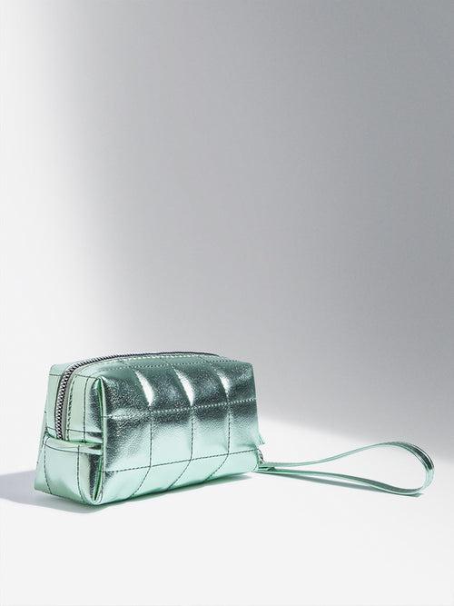 Studiowest Green Metallic Quilted Pouch