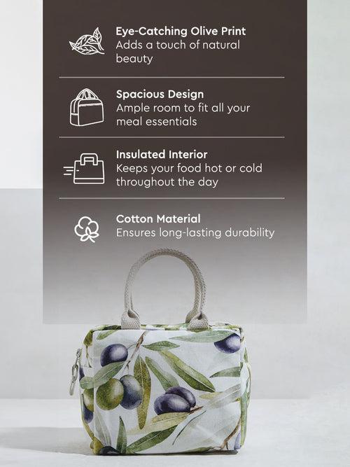 Westside Home Olive Printed Lunch Bag