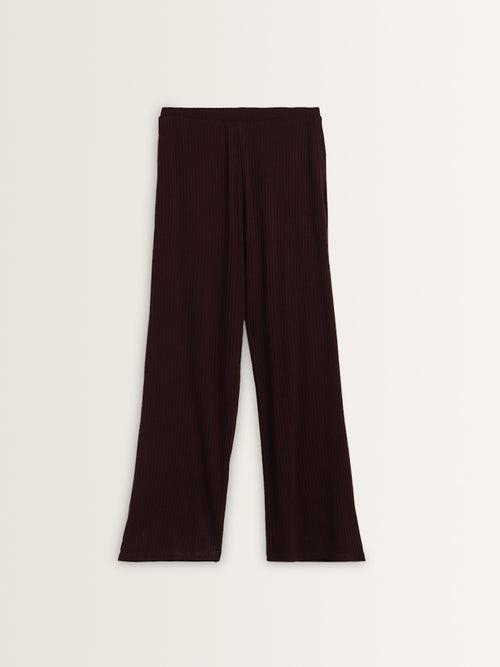 Wunderlove Brown Ribbed High-Rise Pants