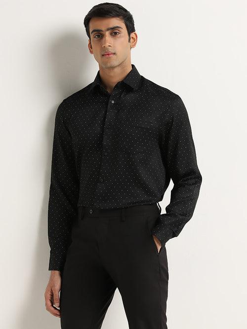 WES Formals Black Printed Relaxed-Fit Shirt