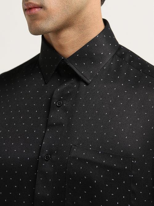 WES Formals Black Printed Relaxed-Fit Shirt