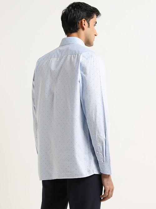 WES Formals Blue Printed Relaxed-Fit Shirt