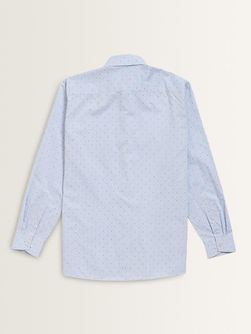 WES Formals Blue Printed Relaxed-Fit Shirt