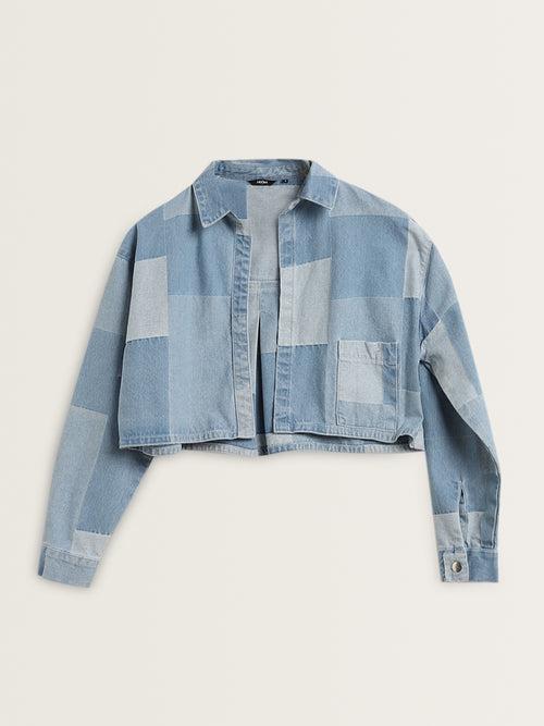 Nuon Blue Patchwork Denim Jacket