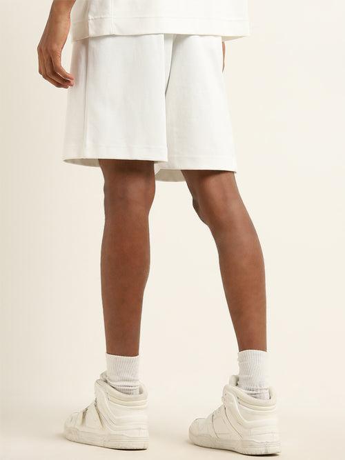 Studiofit White Relaxed Fit Mid-Rise Shorts