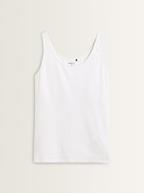 Wunderlove White Ribbed Textured Cotton Blend Camisole