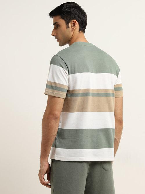 WES Lounge Sage Colour-Blocked Relaxed-Fit T-Shirt