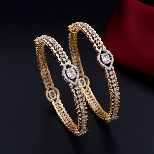 Gold Plated Designer Zircon Bangles Set