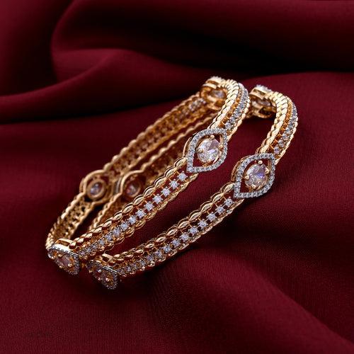 Gold Plated Designer Zircon Bangles Set