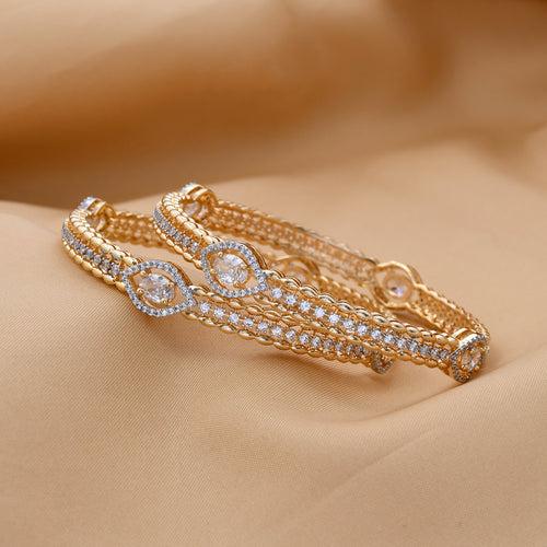 Gold Plated Designer Zircon Bangles Set