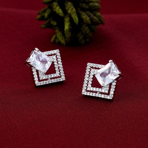 White Stone Zircon Studs