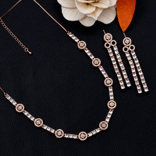 Single Line Diamond Necklace Set