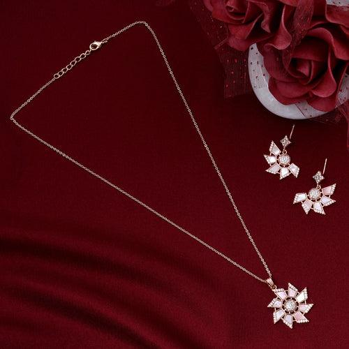 MOP Stylish Flower Rose Gold pendant set