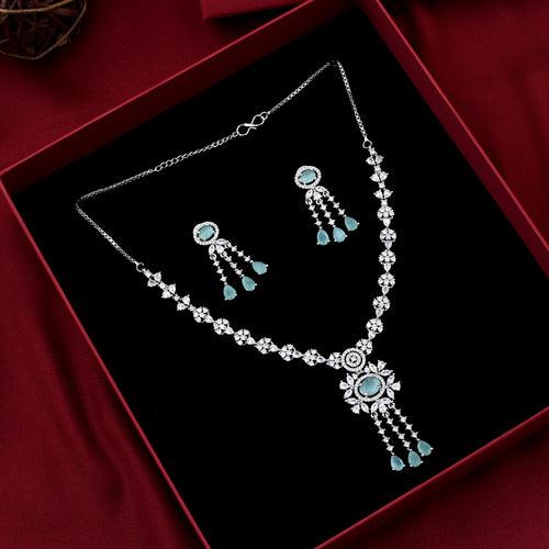 Elegant Silver Plated Zircon Necklace Set