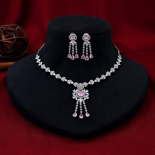 Elegant Silver Plated Zircon Necklace Set