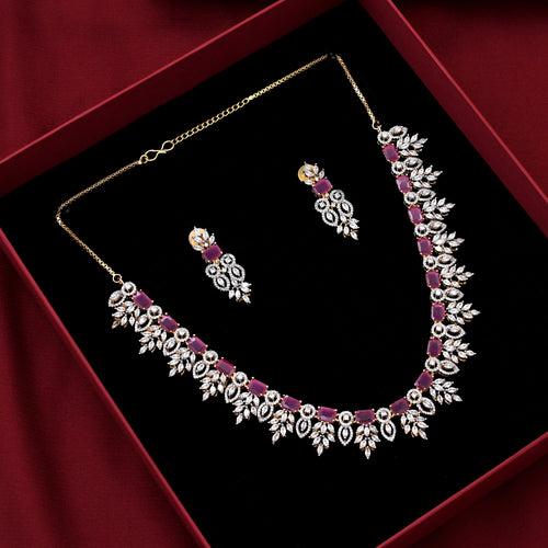 Gold Polish Zircon Necklace Set