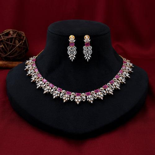 Gold Polish Zircon Necklace Set