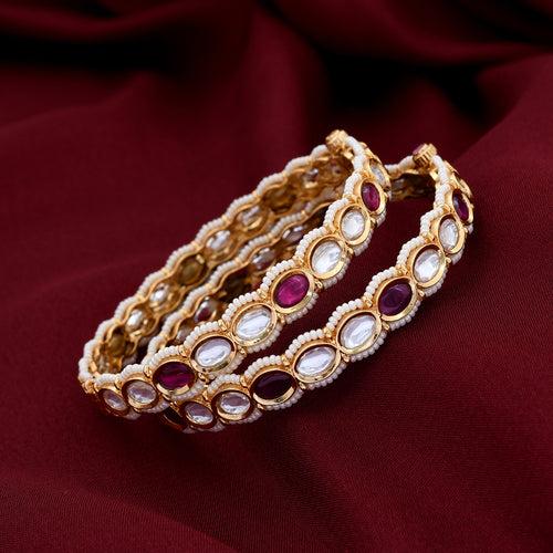 Gold Plated Kundan Polki Bangle