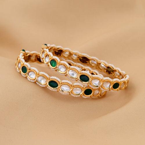 Gold Plated Kundan Polki Bangle