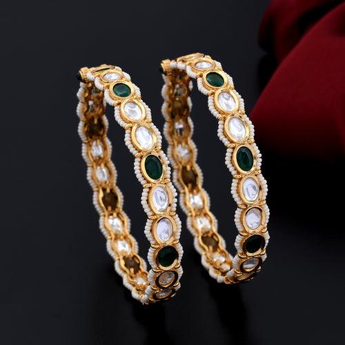 Gold Plated Kundan Polki Bangle