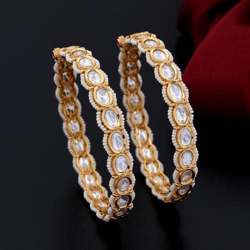 Gold Plated Kundan Polki Bangle