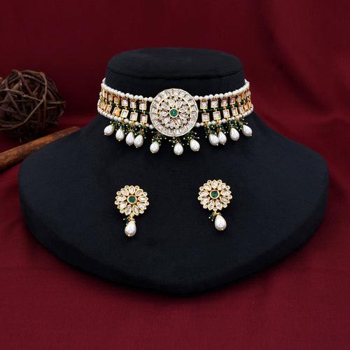 Flower Design Kundan Choker Set