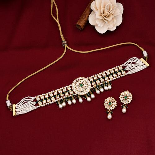 Flower Design Kundan Choker Set