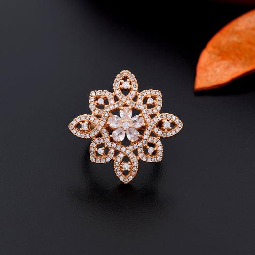 Elegant Flower Design Zircon Ring