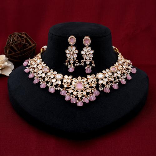 Flower Design Kundan Necklace Set