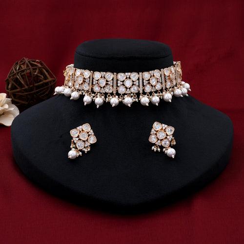 Designer Pearl Beaded Kundan Choker Set