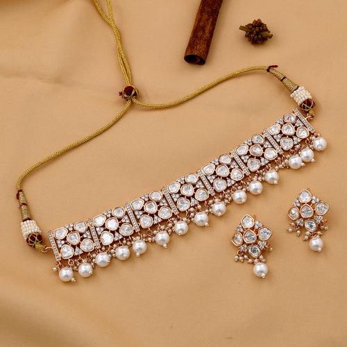 Designer Pearl Beaded Kundan Choker Set