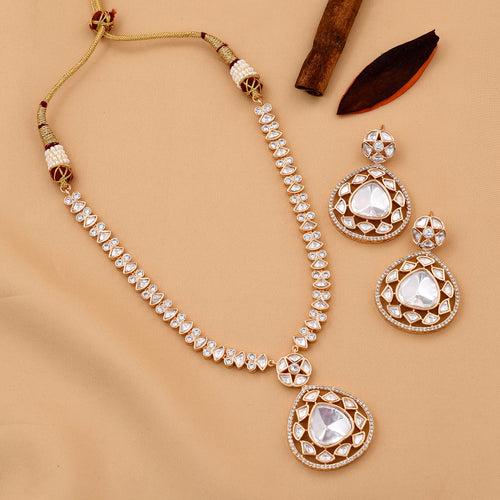 Long Carat Gold Polish Polki Necklace Set